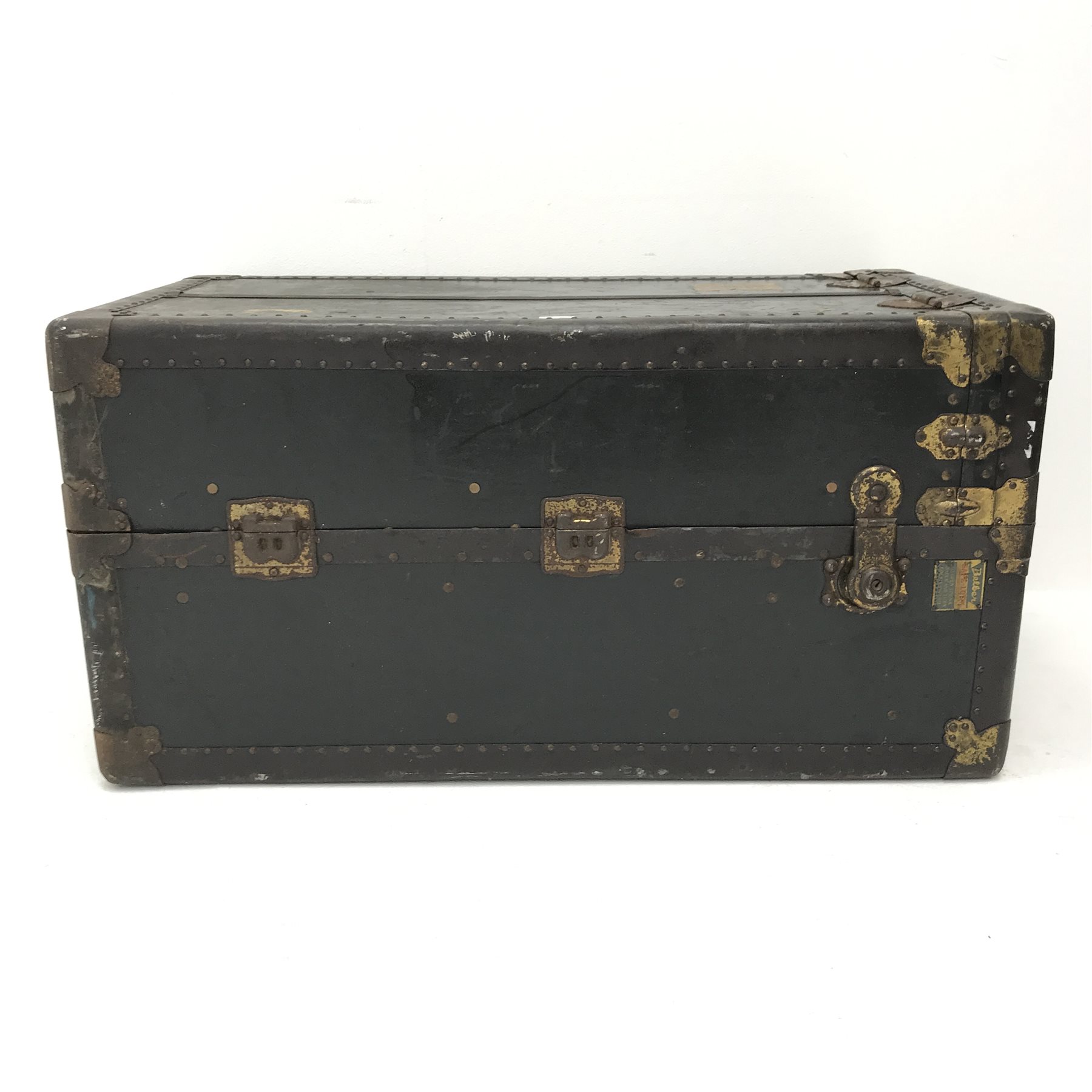 Early 20th century steamer trunk, W104cm, H53cm, D56cm - Image 2 of 3