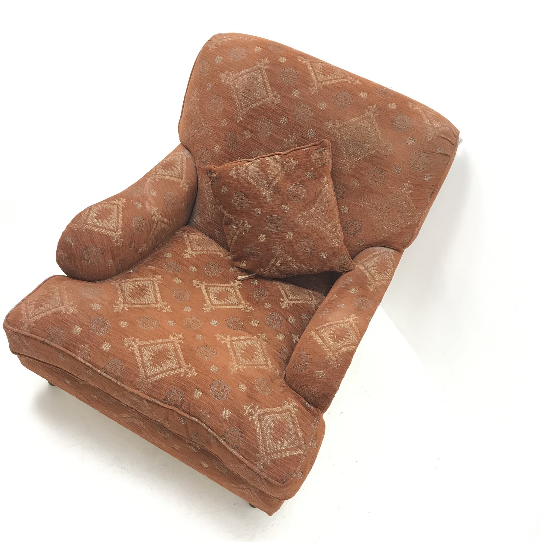 Howard style armchair upholstered in an terracotta fabric, W89cm - Image 3 of 3