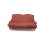 Laura Ashley Twickenham three seat sofa upholstered in a red fabric, turned supports (W188cm) and ma