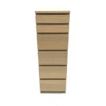 Ikea light oak pedestal vanity chest, six graduating drawers, plinth base, W41cm, H123cm, D49cm