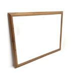 Large rectangular moulded pine framed bevel edge wall mirror, W134cm, H104cm