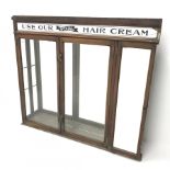 Edwardian mirror back barbers shop cabinet, enamel sign, two doors, single hinged mirror door, W115c