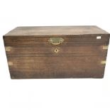 Early 20th century camphor wood chest, single hinged lid, brass strapping, W105cm, H51cm, D50cm