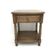 Ercol elm Golden Dawn finish lamp table,single drawer, baluster supports joined by solid undertier,