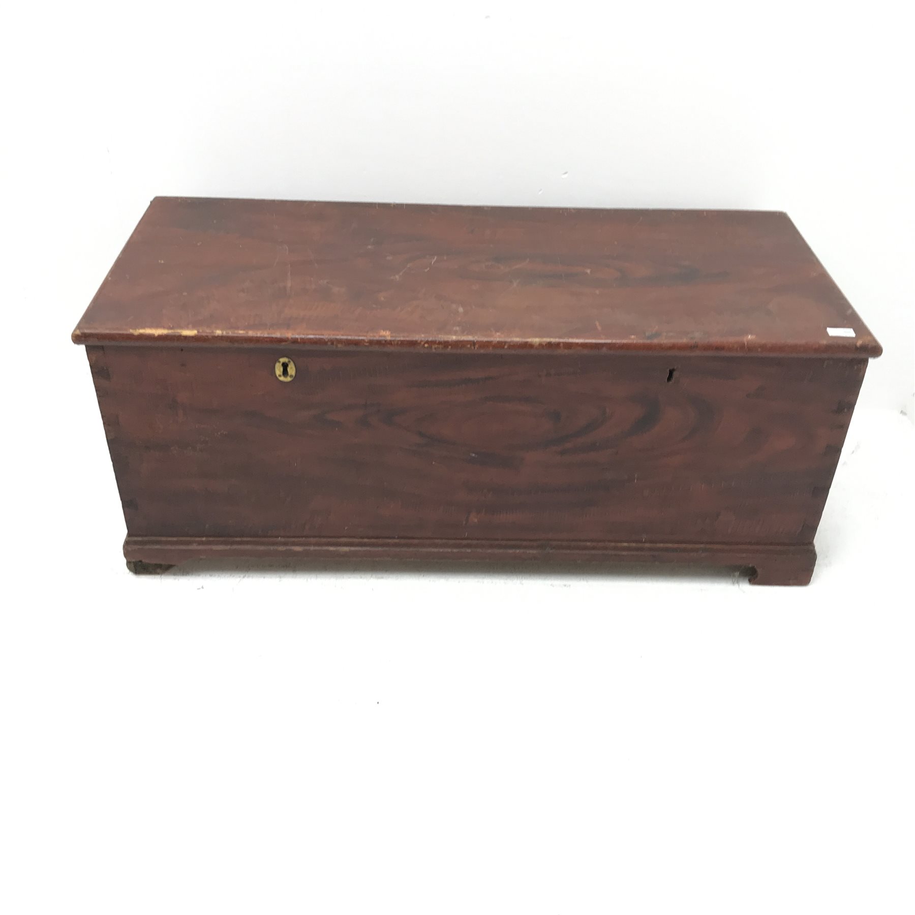 Victorian stained pine blanket box, hinged lid, W120cm, H49cm, D52cm - Image 2 of 3