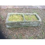 RTV 19th century two division stone trough, W137cm, H31cm, D61cm. This lot is located in Hunmanby, S