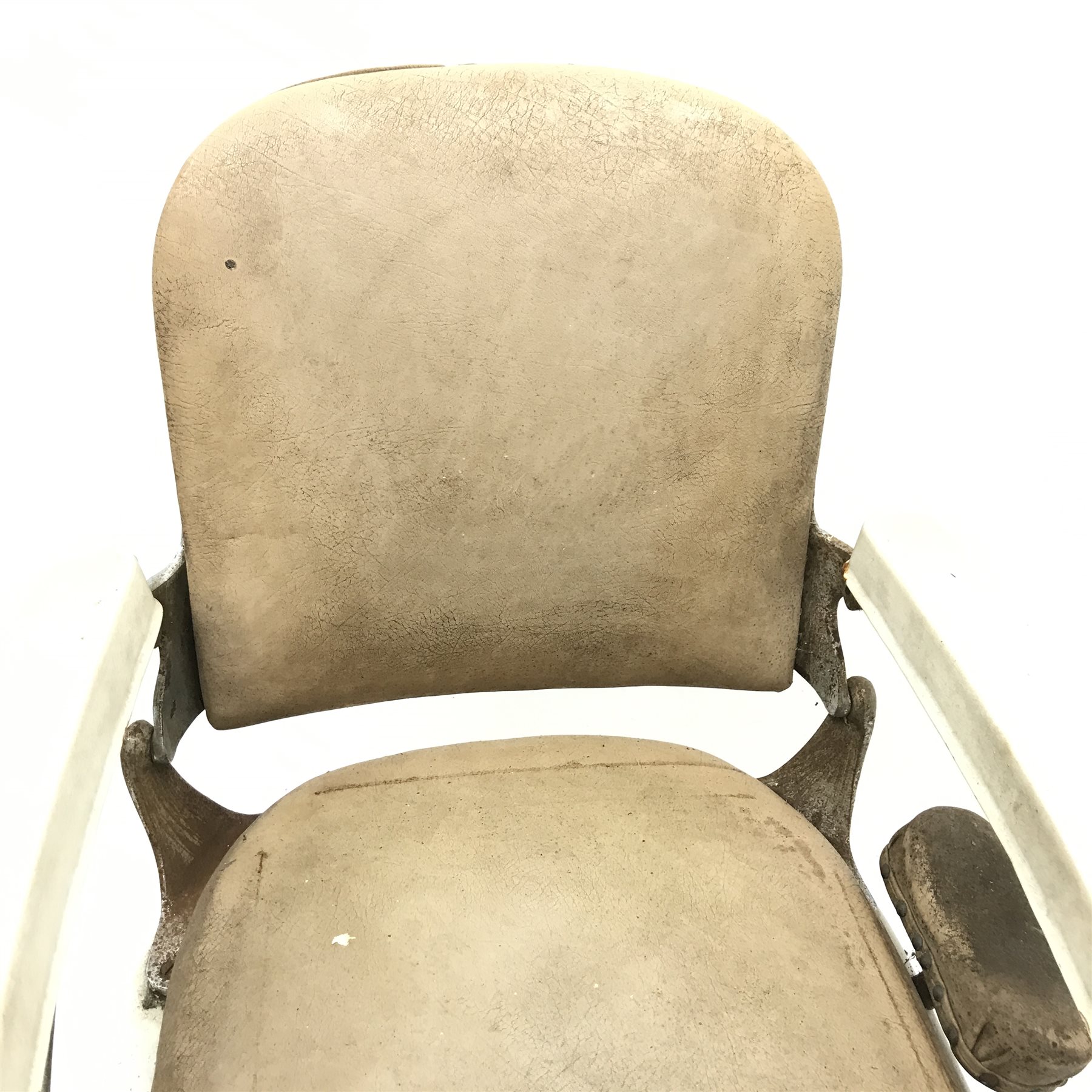 Early 20th century 'Emil. J. Paidar Chicago' barber shop chair, upholstered back and seat, W75cm - Image 3 of 5