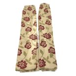 Pair beige ground thermal lined curtains, W214cm, Drop - 180cm