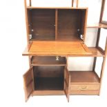 Chinese rosewood curio cabinet/wall shelf, six shelves, single fall front, drawer and two cupboards,