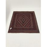 Gazak red and blue ground rug, central medallion, 120cm x 114cm