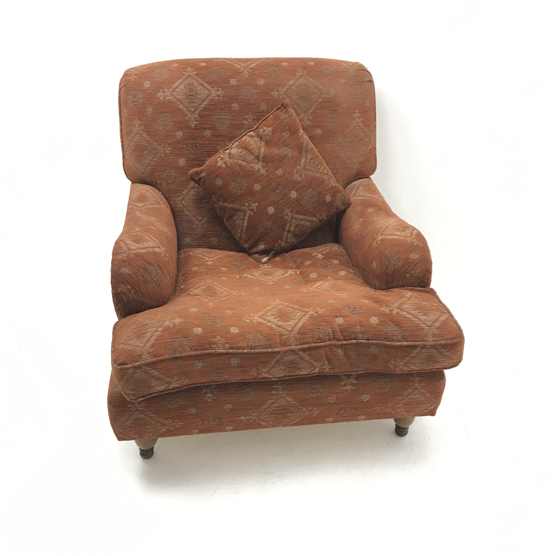 Howard style armchair upholstered in an terracotta fabric, W89cm - Image 2 of 3