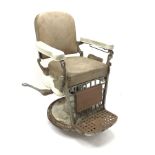 Early 20th century 'Emil. J. Paidar Chicago' barber shop chair, upholstered back and seat, W75cm