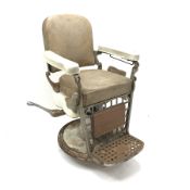 Early 20th century 'Emil. J. Paidar Chicago' barber shop chair, upholstered back and seat, W75cm