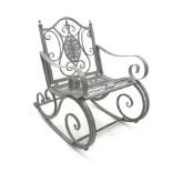 Silver finish metal garden rocking chair, W65cm