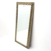 Rectangular gilt framed bevel edge wall mirror, W58cm, H131cm