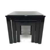 Black gloss finish nest three tables (W60cm, H52cm, D60cm) and two side tables