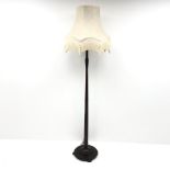 20th century mahogany turned and carved standard lamp, H160cm