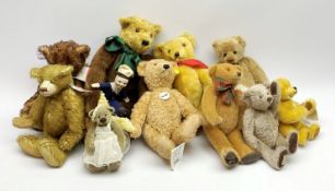 A group of assorted teddy bears, to include a Steiff example, Elmar, with yellow tag, two Canterbury
