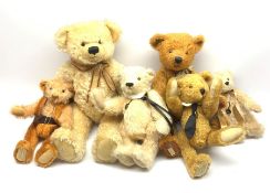 Six limited edition Deans teddy bears, each with jointed limbs and glass eyes, comprising two exampl