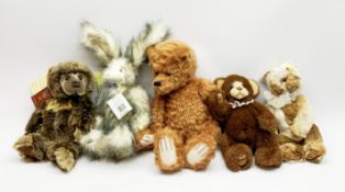 A group of Five Charlie Bears, comprising three examples designed by Isabelle Lee, Nyah, Lanson, and