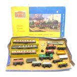 Hornby Dublo - '2015' passenger train set box in poor condition with three passenger coaches and twe