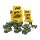 Dinky - eight military vehicles comprising 7.2 Howitzer No.693, Armoured Command Vehicle No.677, Mil