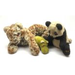 Three Merrythought Teddy Bears to include a Merrythought Leopard cub pyjama case, Panda and Hippo (3