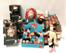 Wallace & Gromit 'Born To Play' character soft toys comprising four card mounted large Beanies, six