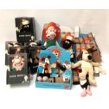 Wallace & Gromit 'Born To Play' character soft toys comprising four card mounted large Beanies, six