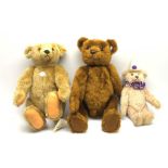 Three Steiff Teddy Bears, each with jointed limbs, glass eyes and button to ear, two limited edition