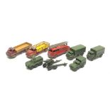Dinky - five military vehicles comprising three-ton Army Wagon No.621, Army Wagon No.623, Armoured P