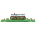 Hornby '0' gauge - three-piece Wembley Station fitted with electric lighting, tin printed building a