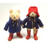 1970s Paddington Bear plush covered soft toy, probably by Gabrielle Designs, with blue duffle coat,