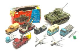 Corgi - five unboxed and playworn die-cast models including Smith's Karrier Van, ERF lorry No.44 wit