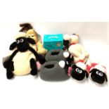 Wallace & Gromit - two pairs of Shaun the Sheep slippers, Shaun the Sheep and Gromit hot water bott