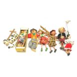 Seven Pelham and other puppets including boxed Tyrolean Girl, unboxed Scotsman, horse etc