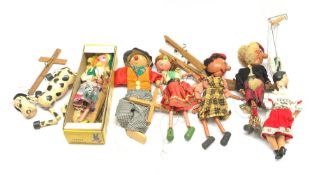 Seven Pelham and other puppets including boxed Tyrolean Girl, unboxed Scotsman, horse etc