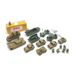 Dinky - seven military vehicles all overpainted in German brown and black including Centurion Tank N