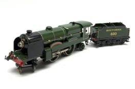 Hornby '0' gauge - repainted 20v electric No.E320 SR green 4-4-2 locomotive 'Lord Nelson' No.850, bo
