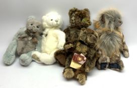 A group of Five Charlie Bears, designed by Isabelle Lee, comprising Mr Twitcher, Trudy, Shelby, Chil