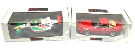 UT Models - two 1:18 scale die-cast models of racing cars - Ferrari 550 Maranelle 1996 red and Indi