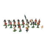 Twenty-five die-cast figures of soldiers and bandsmen by Britains, Ducal etc, including Bahamas Poli