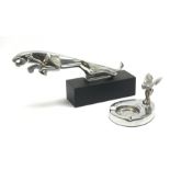 Modern Jaguar car mascot L30cm and similar Rolls Royce ashtray (2)