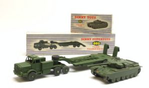 Dinky Supertoys- Thornycroft Mighty Antar Tank Transporter No.660 in box with internal packaging, an