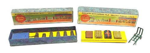 Hornby '0' gauge - two Railway Accessories Sets, No.1 Miniature Luggage and Truck and No.2 Milk cans