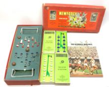 'Newfooty' Subbuteo style table football game, boxed with paperwork; two boxed Subbuteo teams; and T