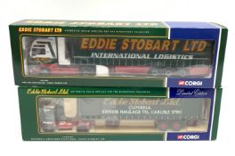Corgi - two 1:50 scale Eddie Stobart heavy haulage vehicles comprising limited edition Scammell Crus