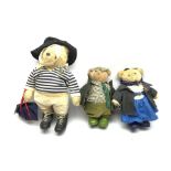 Three Teddy Bears by Gabrielle Designs comprising 'Sir Henry' and 'Lady Caroline' and Paddington Bea