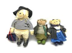 Three Teddy Bears by Gabrielle Designs comprising 'Sir Henry' and 'Lady Caroline' and Paddington Bea