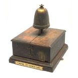 Railway signal box walnut cased block bell, unmarked but probably LNER, bears bone plaque 'Thorne J